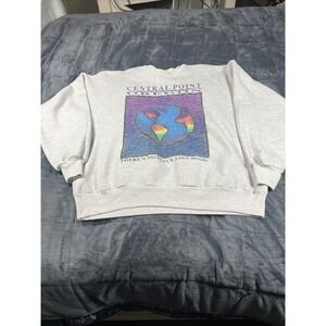 VINTAGE Sweater Adult XL‎ Wisconsin there's no place like home Color Gray 90s